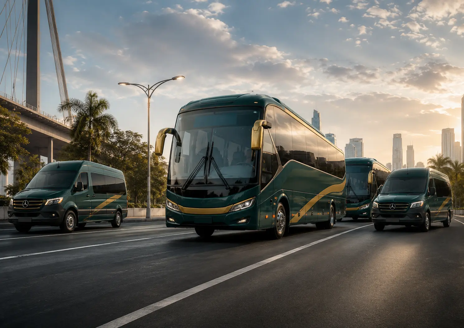 Frota de transporte de passageiros em operação